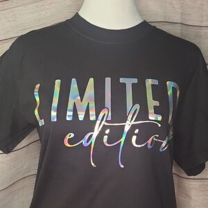 Women's Black Graphic Print Limited Edition Cotton Short Sleeve Crew Neck Tee